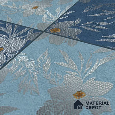 Floral Wall Tile TL 07250 C Plana 8010 GLM (Silver) 1 ft x 1 ft Ceramic Matte Finish - 9 mm  | 2 mm Spacer is Mandatory | Please Expect a Slight Variation of Pattern (Sample)